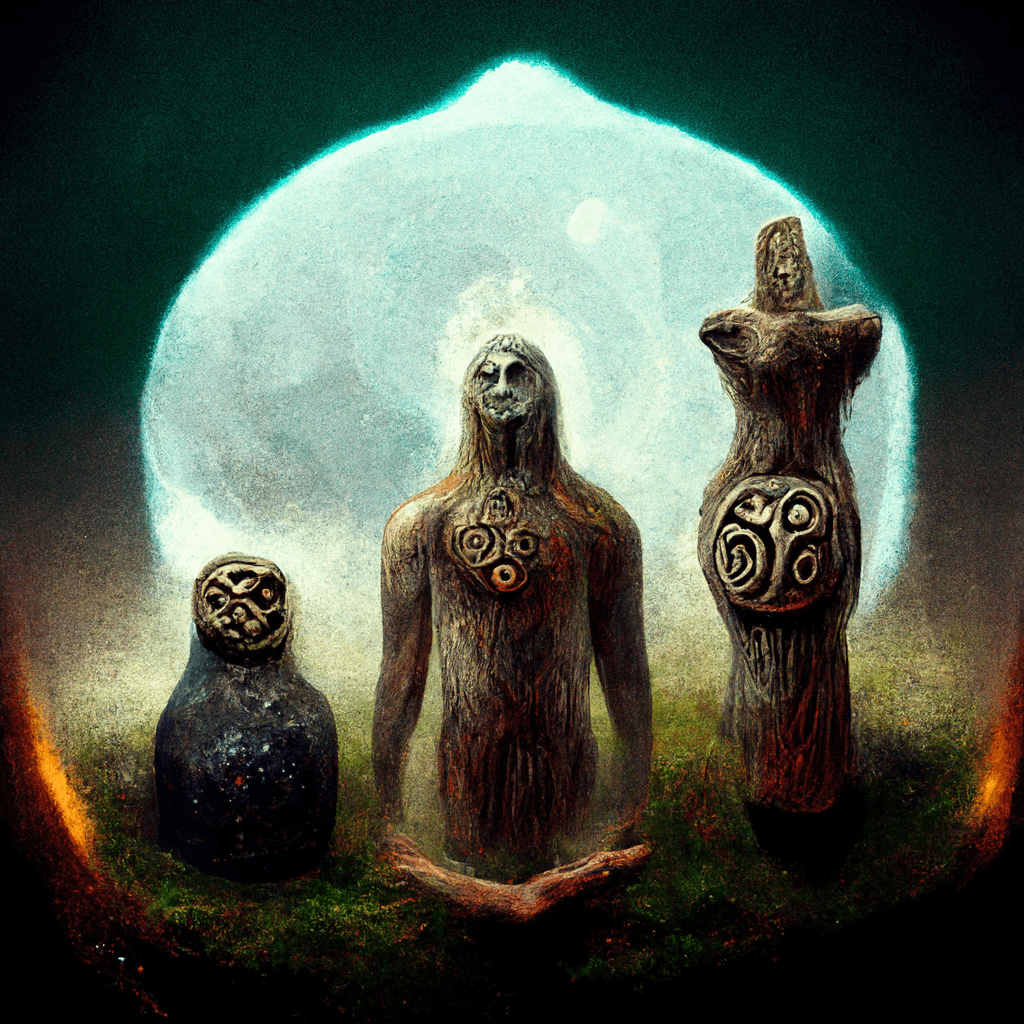 "pagan trinket of earth spirits" made with MidJourney