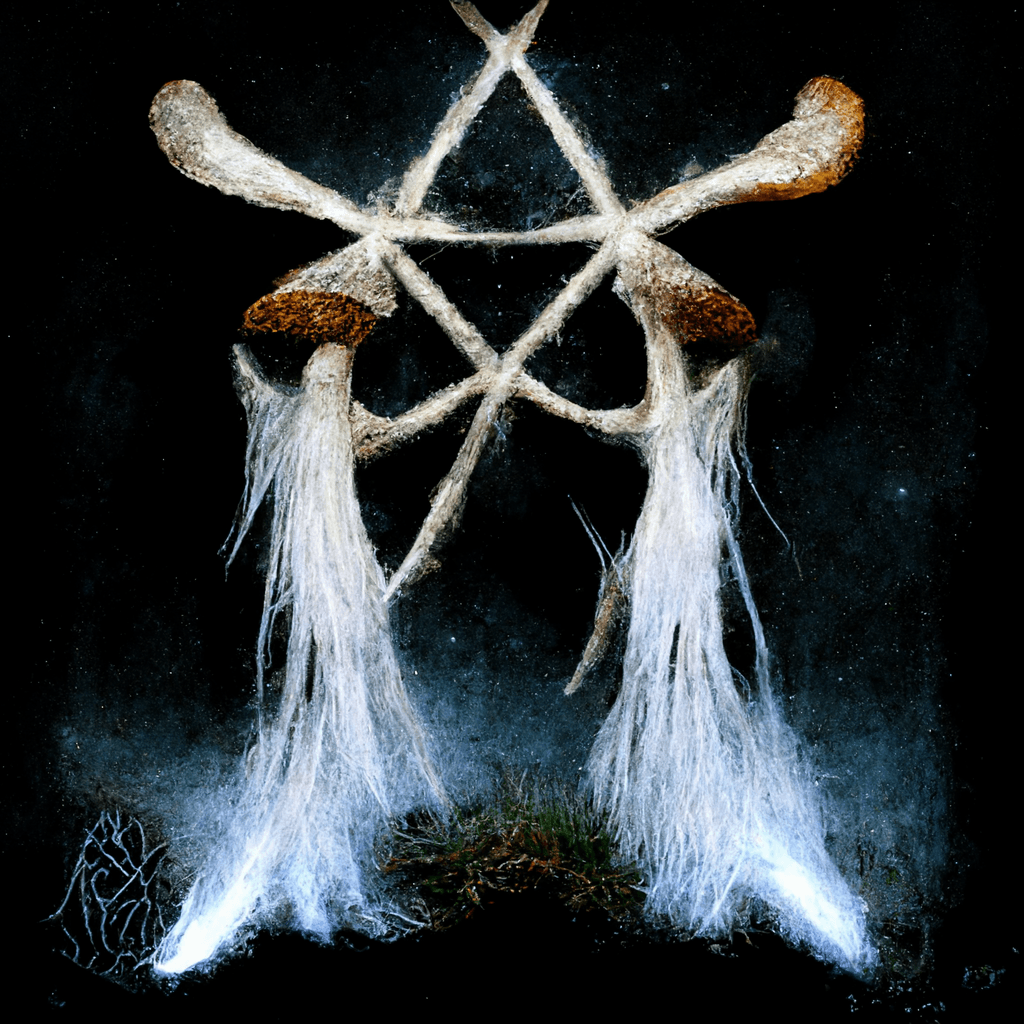 "Mycelium runic spirit ritual" made with MidJourney