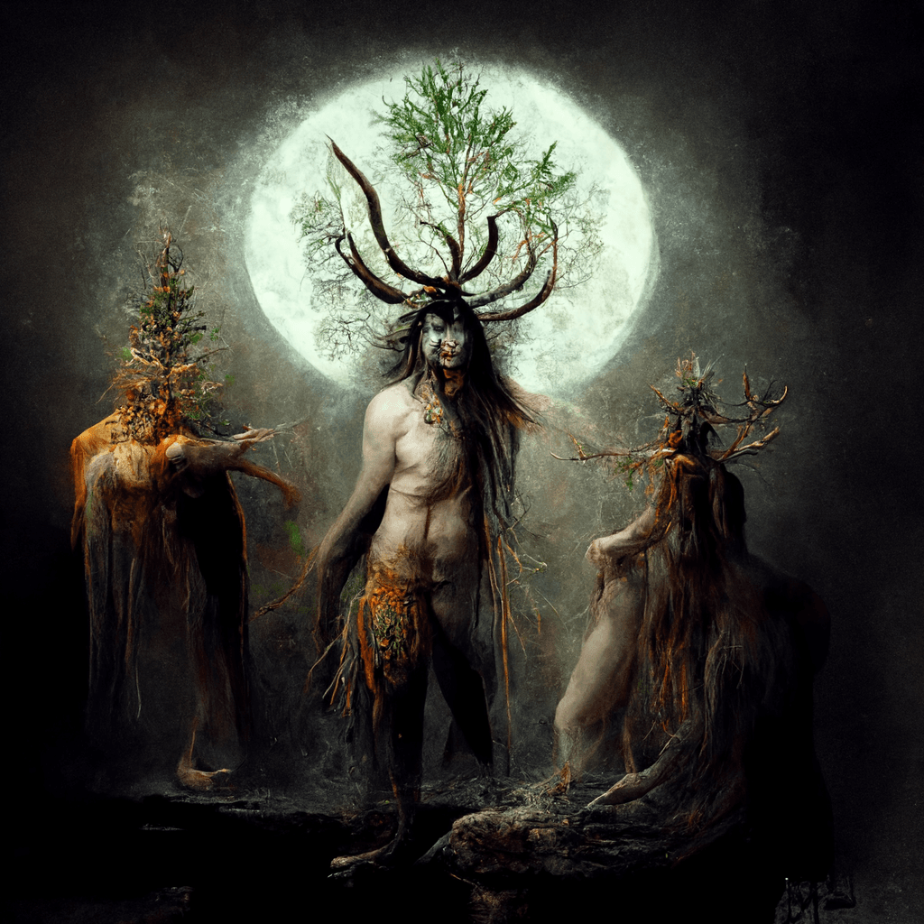 "ancient pagan nature spirit" made with MidJourney