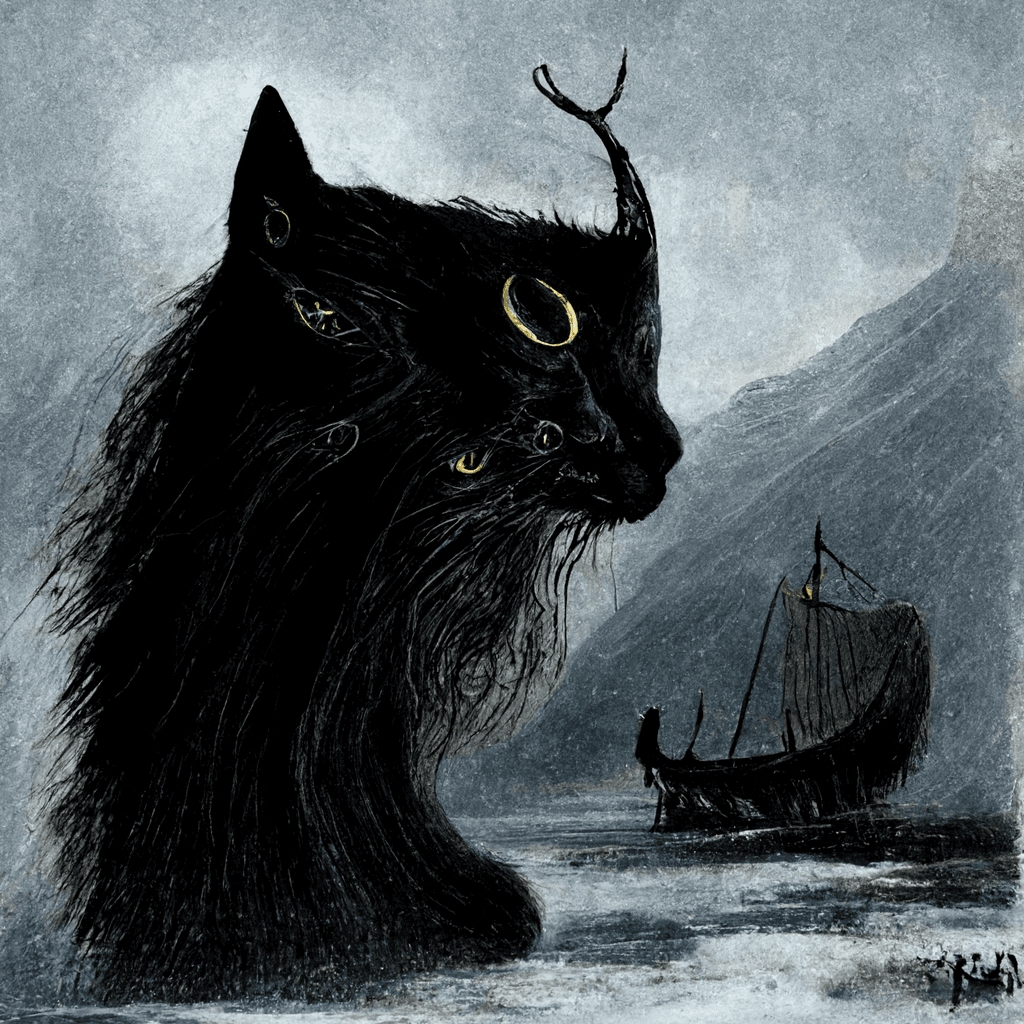 "an old norse feline spirit" made with MidJourney