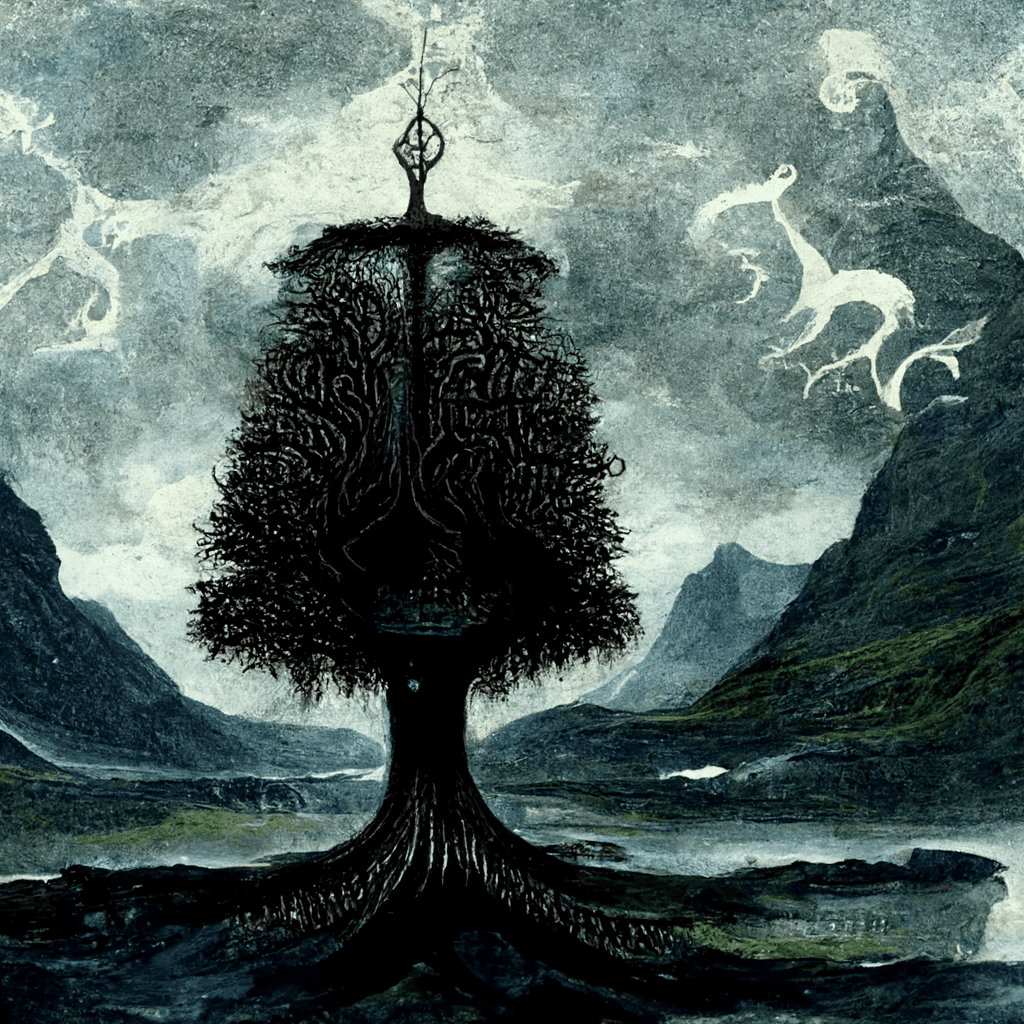 "old norse tree of fate" made with MidJourney