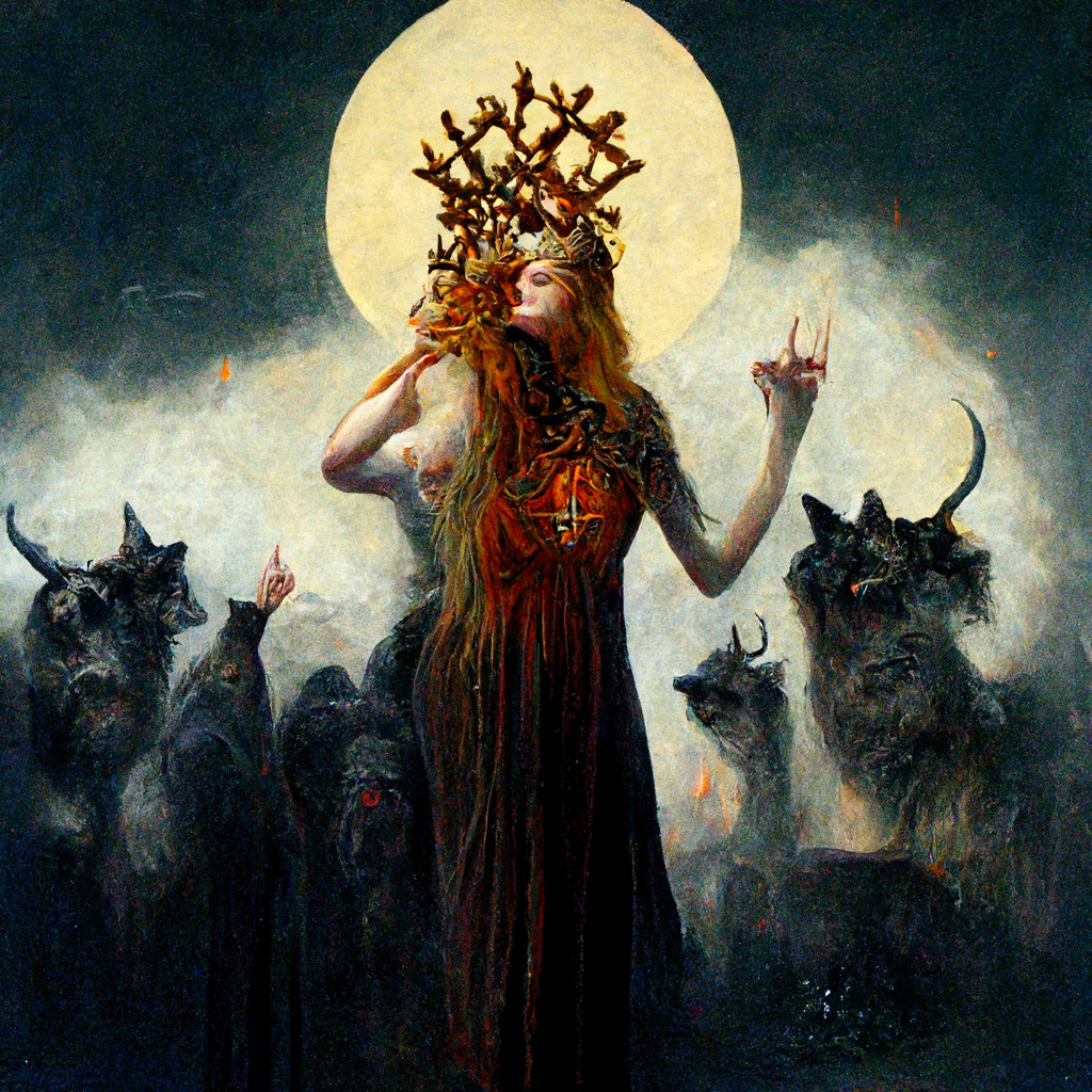 "pagan worship of Freyja" made with MidJourney