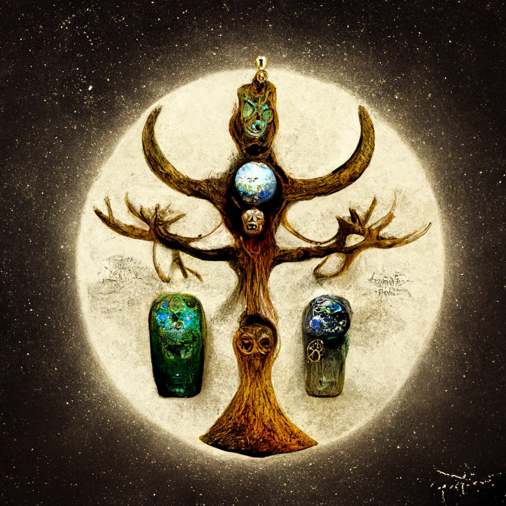 "pagan trinket of earth spirits" made with MidJourney